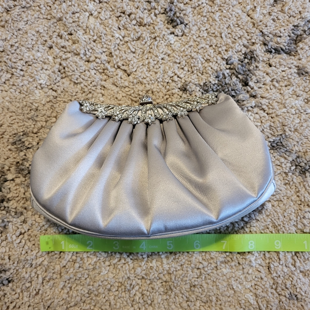 Nordstrom silver pleated clutch